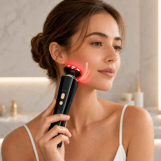 3-in-1 Red Light Therapy Facial Massager for Face & Neck, Skin Firming & Tightening Beauty Device, Face Lifting Sculpting Tool for Puffiness Care, Portable Rechargeable Skincare Massager for Women