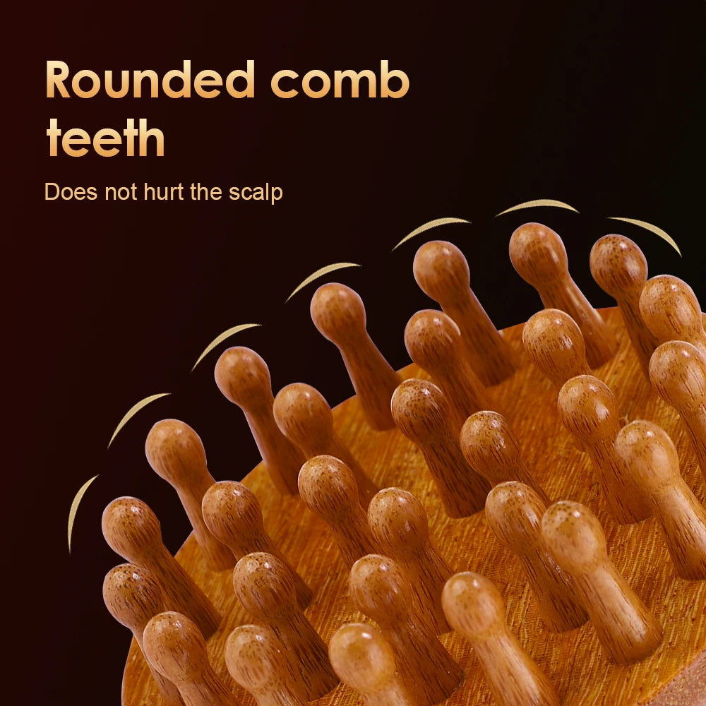 Multi-Functional Wood Massage Comb Scalp Head Massager Natural Sandalwood Circular Tooth Guasha Scraping Body Massager