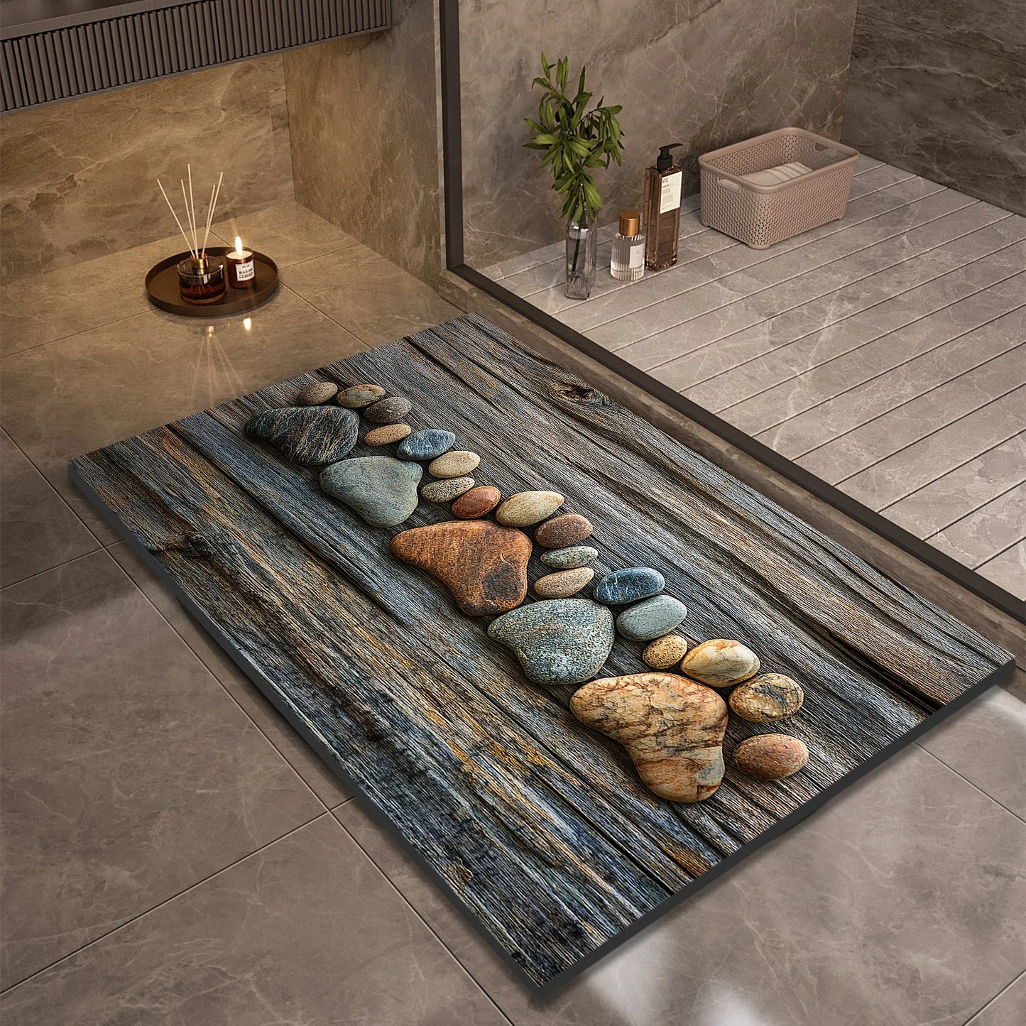 Stone Design Diatomite Bath Mat Bathroom Non-slip Shower Foot Mats Absorbent Quick Dry Toilet Rugs Carpet Doormat Washable