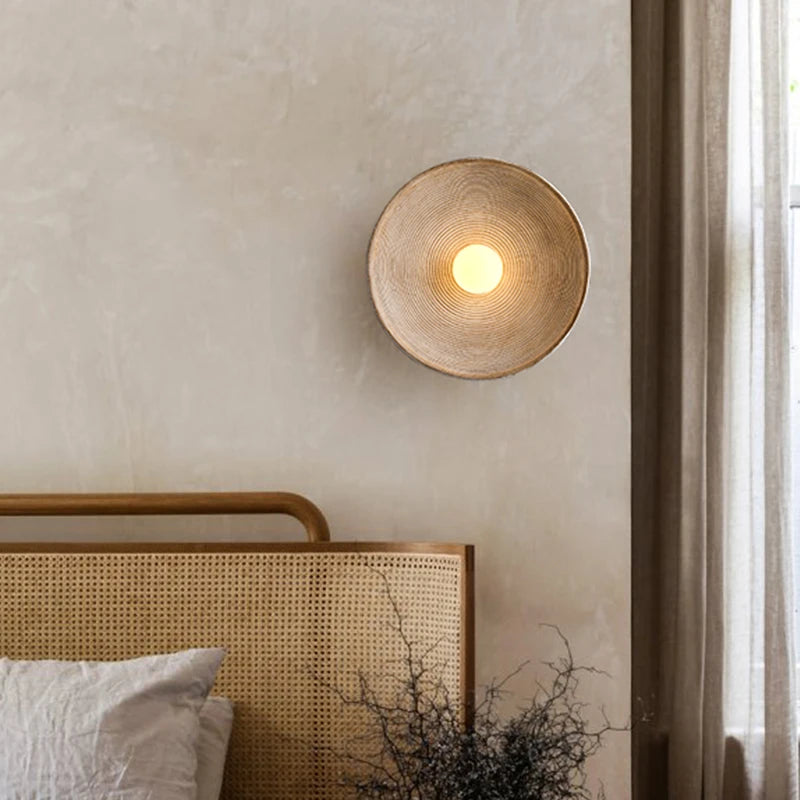 Nordic Creative Retro Round Wall Lamp Wabi-sabi Resin Sconces for Living Room Bedroom Bedside Hotel Corridor Decor Lighting