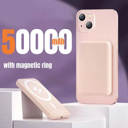 50000mah Wireless Magnetic Power Bank Pd 22.5w Portable Fast Charging External Spare Battery Pack For iphone Samsung Xiaomi
