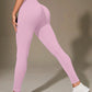 Women's High Waisted Ribbed Yoga Pants - Solid Color Stretchy Tummy Control Workout Leggings for Fitness Gym Lounge & Daily Wear