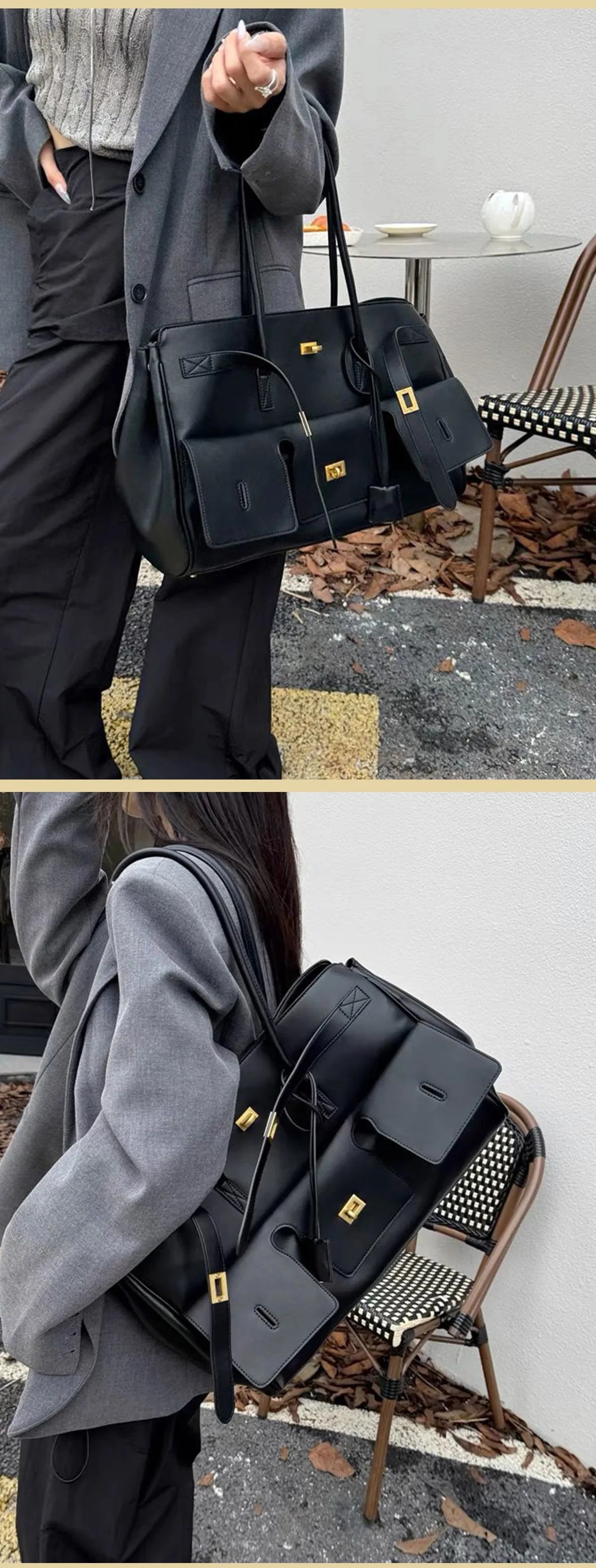 Genuine Cowhide Leather Tote Top Women's Bag Large-Capacity Neutral Motorcycle Wing Underarm Messenger Bag for Ladies 2025