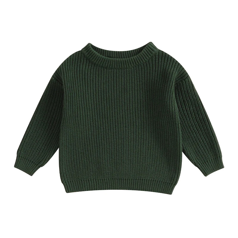 Suefunskry Newborn Baby Girl Boy Knitted Long Sleeve Autumn Winter Sweater Solid Loose Pullover Casual Tops Kids Clothes 0-5Y