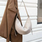 BURMINSA Soft Genuine Leather Crescent Hobo Bag For Women Slouchy Cowhide Shoulder Bag Retro Daily Work Crossbody Purse Handbags