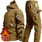 Winter Thicken Men Camo Suit Waterproof Tactical Training Set Multi-pocket Hooded Jacket Fleece Pants Outdoor Hunting 2-piece