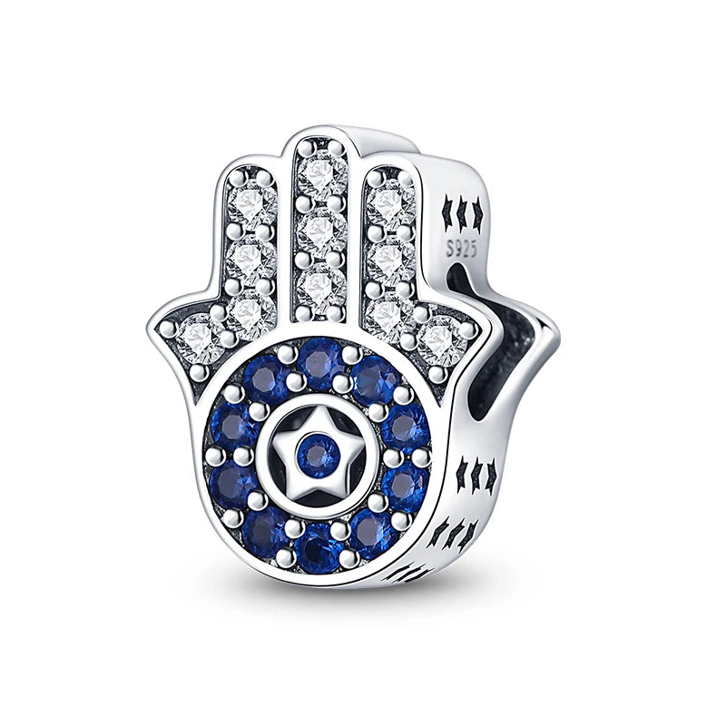 Hot Sales 925 Sterling Silver Charms Beads Devil's Eye Fatima's Hand Cross Beads Fit Original Bracelet Women DIY Jewelry Gifts