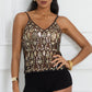 Women's Sequin Slim Camisole Spaghetti Strap V-Neck Slim Fit Cropped Tank Tops Summer Sexy Club Vest Streetwear