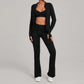 3PCS Women's Seamless Yoga Sets Sports Jackets Bra Flared-pants Suits Slim Fit Hip-Lifting Tracksuits Fitness Gym Workout Sets