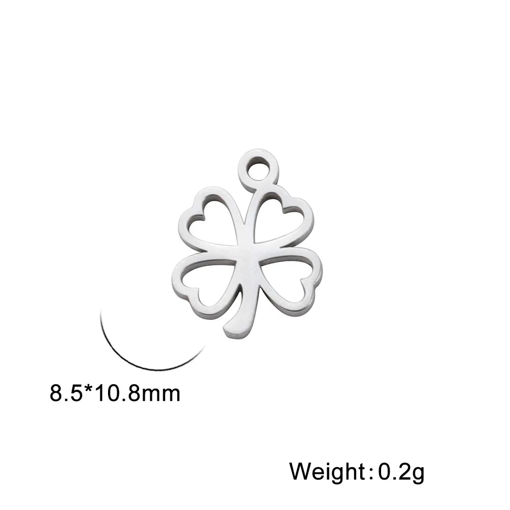 EUEAVAN 5pcs Stainless Steel Charms for Jewelry Making Leaves Lotus Flower Star Pendant Mini Charm Necklace Bracelet DIY Gifts