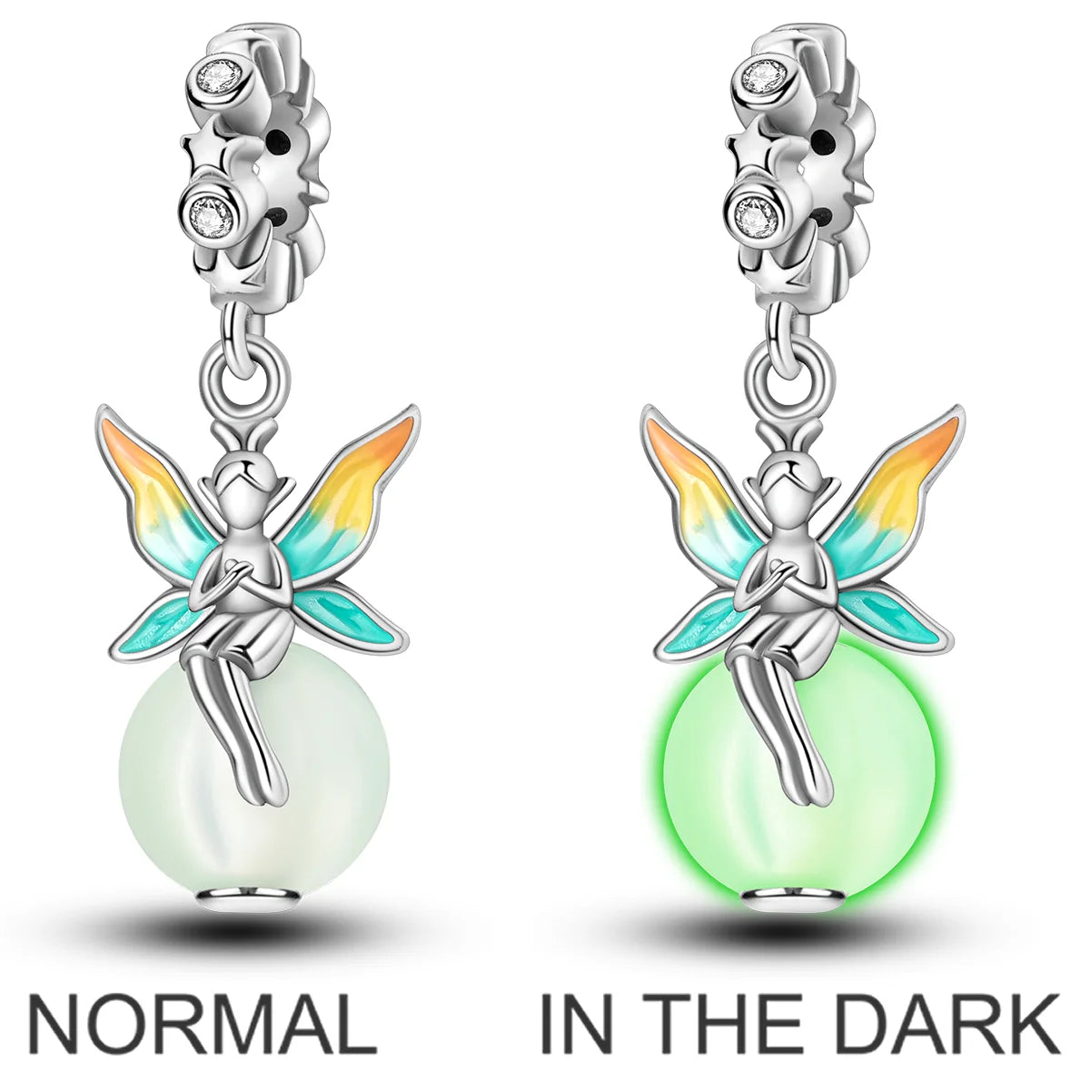 2026 Hot Sale Charms Bead 925 Sterling Sliver Pink Butterfly Luminous Firefly Dangle Fit Bangle Bracelet Necklace DIY Jewelry