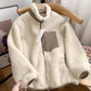 2026 Winter Chic Girl Lamb Fleece Women's Short Jacket Zipper Long Sleeved Pocket Warm Coat Fashion High Street Female Outerwear
