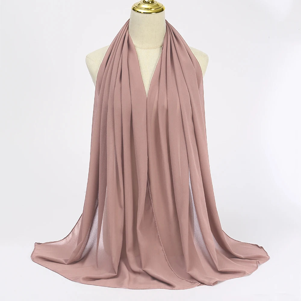 Muslim Chiffon Hijabs For Woman Long Solid Color Head Wrap For Women Shawls Scarves Ladies Muslim Veil Hijab