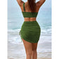 2025New Year's Fashion Swimwear Solid Color Sexy Mesh Patchwork Drawstring Two-Piece Swimsuit