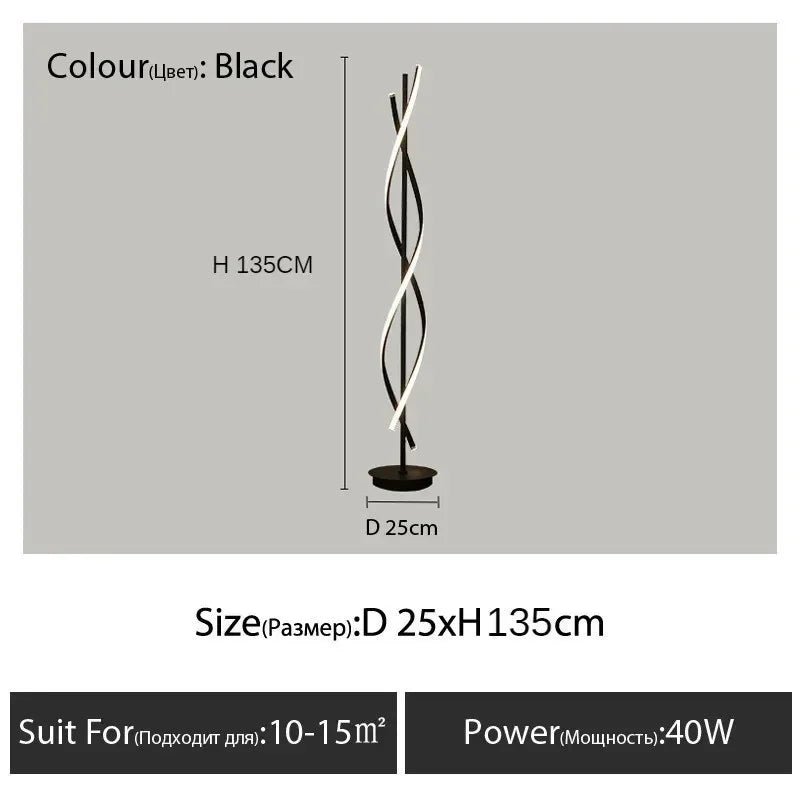 Nordic Postmodern LED Floor Lamp RGB Livingroom Bedroom Study Hotel Line Without Main Light Spiral Vertical Luxury Corner Lamps