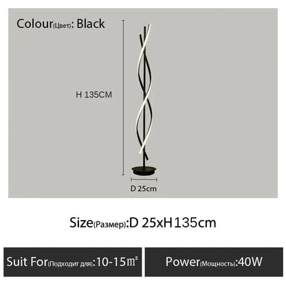 Nordic Postmodern LED Floor Lamp RGB Livingroom Bedroom Study Hotel Line Without Main Light Spiral Vertical Luxury Corner Lamps