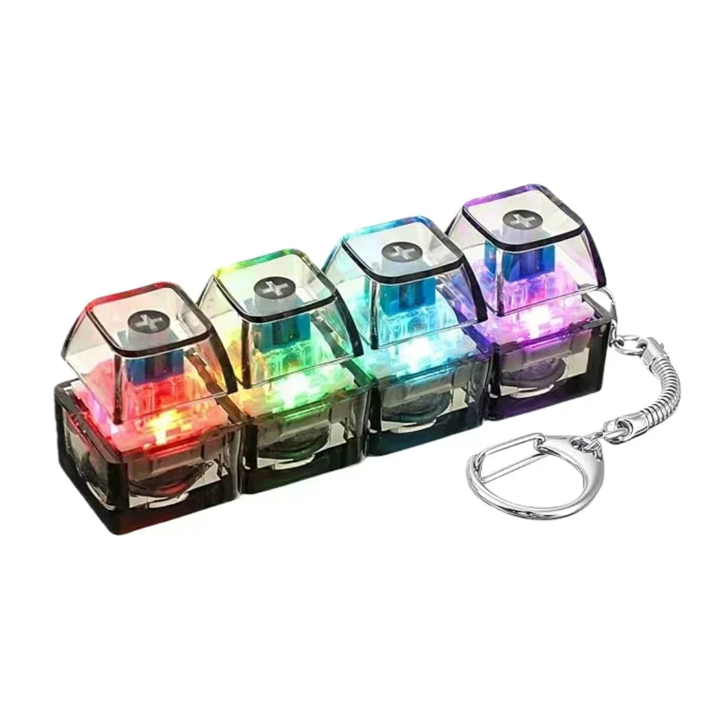 Illuminated Keyboard Keyring Clickable LED Button Toy for Stress Relief Perfect Fidget Gadget for Office Desk Anxiety Calming
