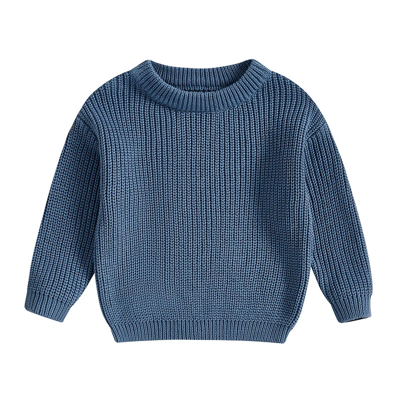 Suefunskry Newborn Baby Girl Boy Knitted Long Sleeve Autumn Winter Sweater Solid Loose Pullover Casual Tops Kids Clothes 0-5Y