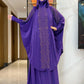 New Two Piece Set Solid Jilbab Prayer Muslim Abaya Set Women Prayer Garment Dress Hijab Long Khimar Skirt Sets Islamic Ramadan