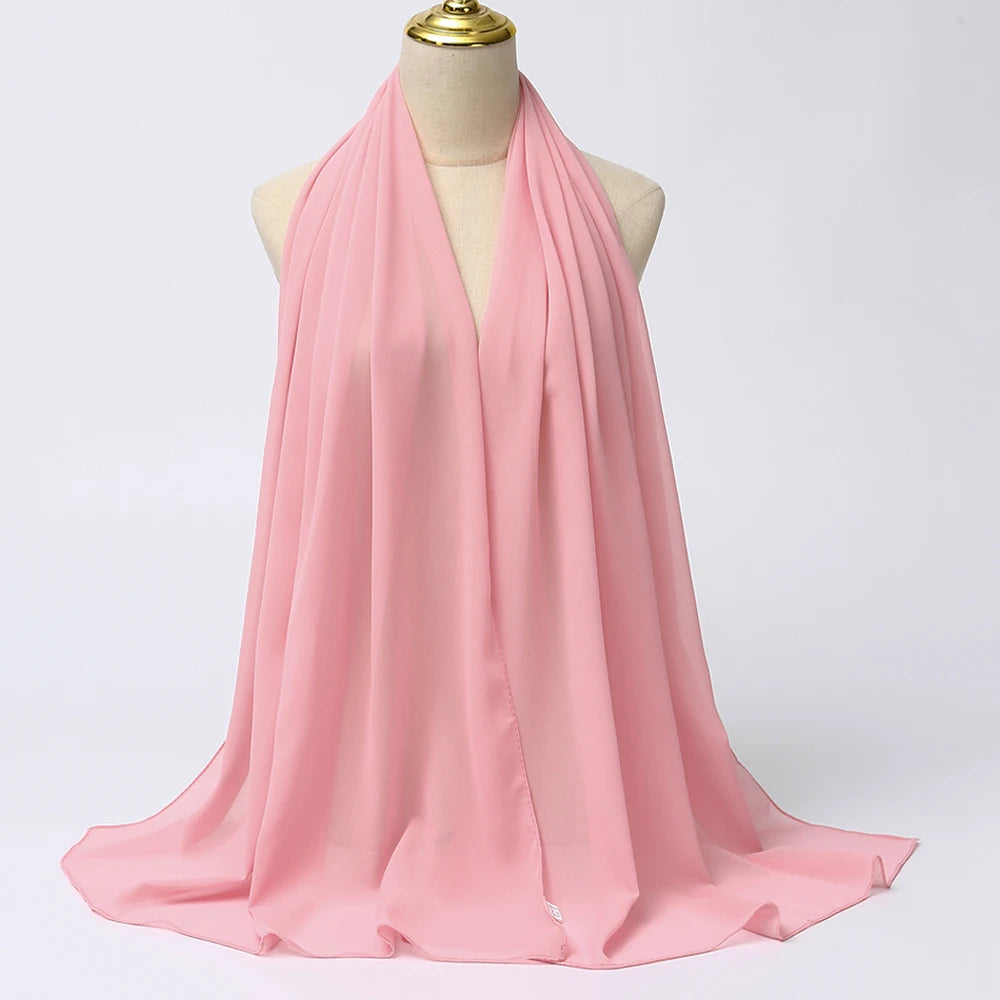Muslim Chiffon Hijabs For Woman Long Solid Color Head Wrap For Women Shawls Scarves Ladies Muslim Veil Hijab