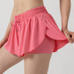 2 in 1 Flowy Sports Shorts Women Running Short Butterfly Tennis Skirt with Pockets Gym Yoga Athletic Biker Spandex Skirts Summer