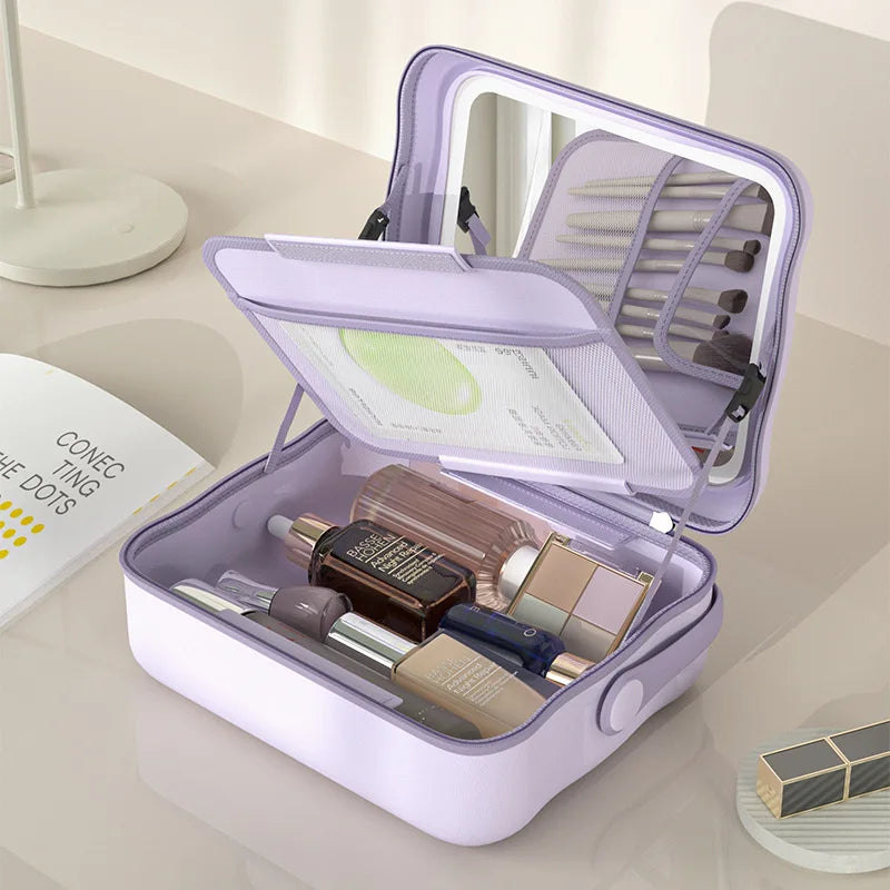 LED Cosmetic Case with Lights and Mirror Cosmetic Bag Large Capacity Premium Feeling Cosmetic Bag Luxury Makeup Bag Case