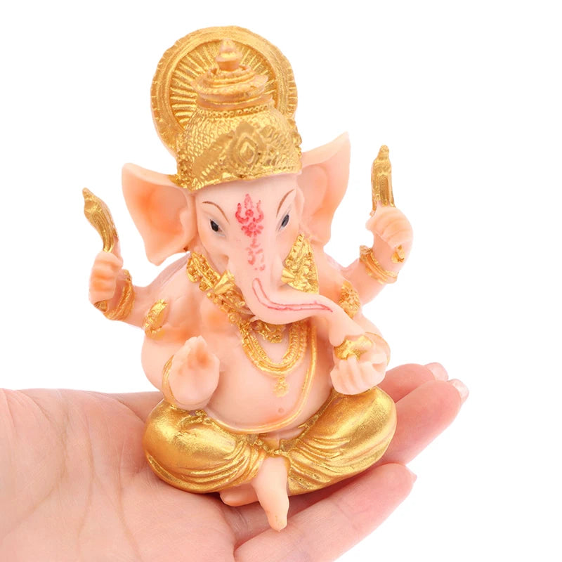 Resin Bar Counter Cashier Desktop DIY Home Decoration Gold Lord Ganesha Buddha Statue Elephant God Sculptures Ganesh Figurines