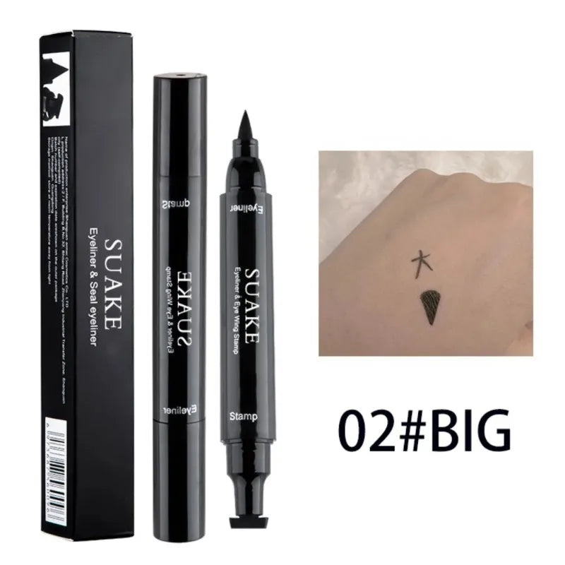 2 in 1 Black Eyeliner Stamp Waterproof Sweat-proof Dual-ended Liquid Eyeliner Quick Dry Easy Applying Eyeliner Pen Lazy Makeup