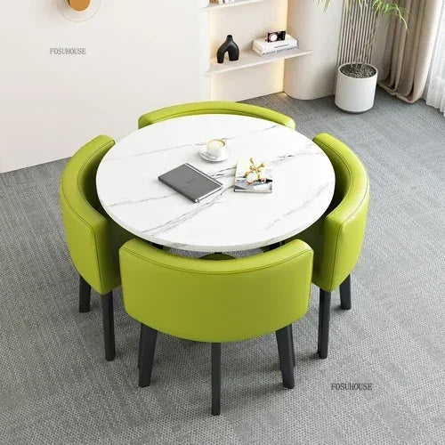 Nordic Round Dining Tables Set for Dining Room Furniture Kitchen Dining Table Set with 4 Chairs Home  Light Luxury Center Tables