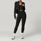 Seamless Yoga Set 3PCS Women Sportswear Workout Clothes Athletic Wear Gym Legging Fitness Bra Crop Top Long Sleeve Sports Suits