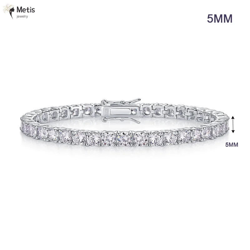 Dainty Full Moissanite Tennis Bracelet 18k Gold Plated 925 Sterling Silver D Color Lab Created Diamond Bracelet for Women Men