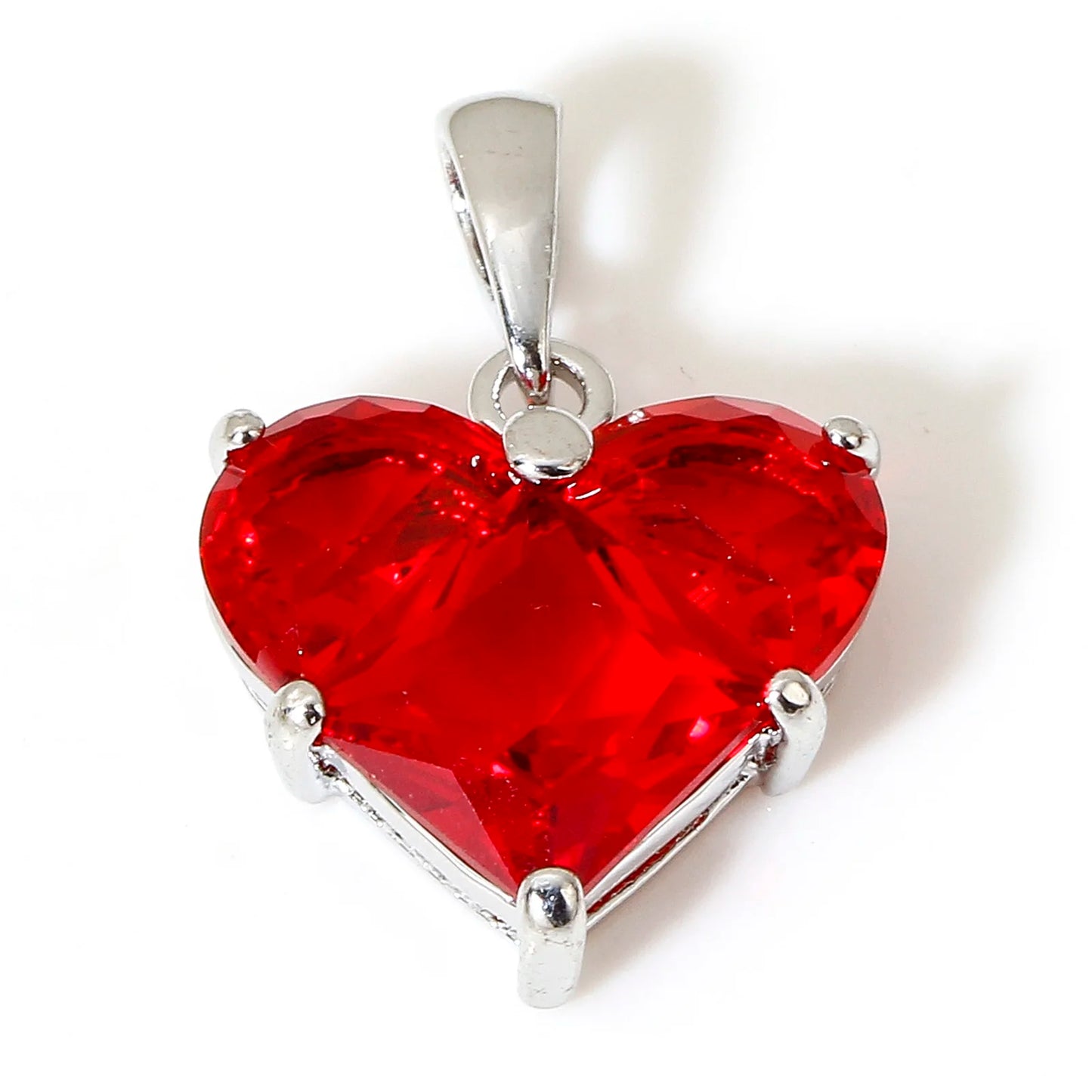 1 Piece Sweet Copper Valentine's Day Charms Gold Color Heart Cubic Zirconia Pendants For DIY Necklace Jewelry Making 20mm x 14mm
