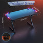 FRODROVIA Ergonomic Gaming Desk with RGB LED Lights Carbon-Fiber Surface PC Workstation Table with Headphone Hook And Cup Holder