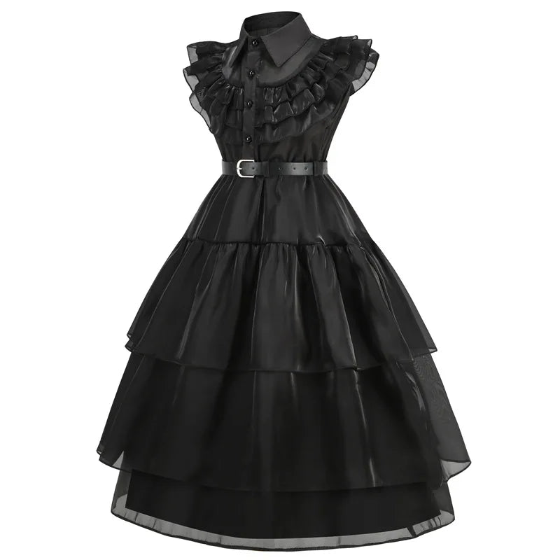 Girls Halloween Cosplay Costume Dress Movie Kids Gothic Dancing Vestidos Party Outfits Dress