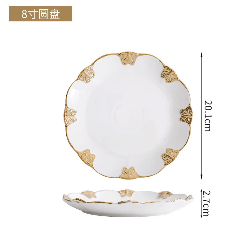 European Ceramic Phnom Penh Western-style Steak Plate Dining Room Characteristic Quadrilateral Tableware Household Dessert Plate