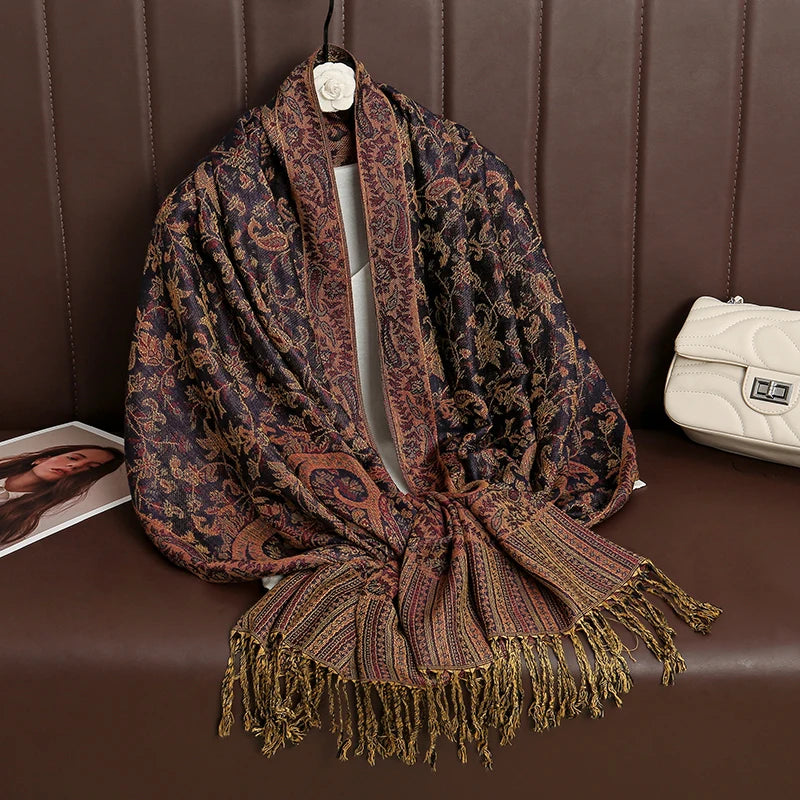 2024 Luxury Brand Cashmere Women Scarf Printed Winter Warm Shawl and Wraps Pashmina Bandana Long Jacquard Paisley Female Foulard