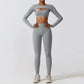Sportswear Yoga Set Women's Workout Clothes Athletic Wear Sports Gym Legging Seamless Fitness Bra Crop Top Long Sleeve Yoga Suit