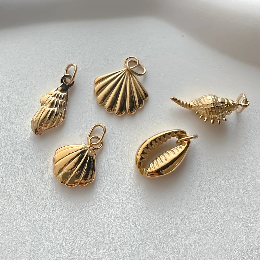 EMANCO Fashion Marine Animals Charms Shell Fish Tail Hippocampus Japonicus Stainless Steel Pendants for Jewelry Making Bulk