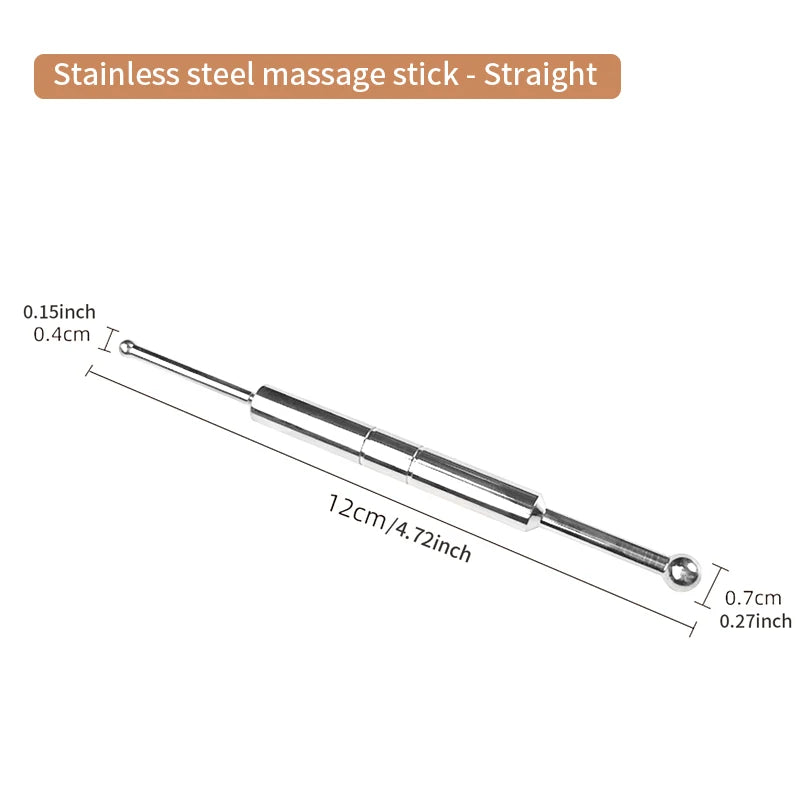 1pc Stainless Steel Acupuncture Stick - Double-Ended, with Large Heads for Acupoint Massage