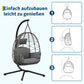 Foldable Rattan Swing Egg Chair With Metal Stand Indoor Outdoor Hanging Hammock Chair Weatherproof Patio Garden Furniture