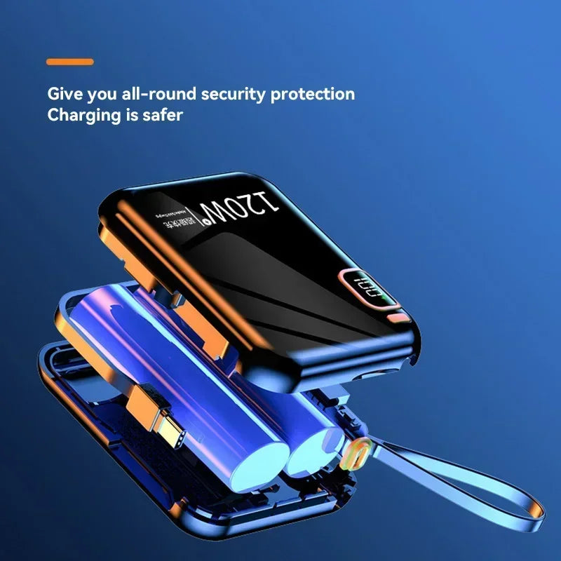 100000mAh 120W Portable Power Bank High Capacity Cable Two-way Fast Charging Mini Powerbank For Xiaomi IPhone Samsung ﻿2025 New