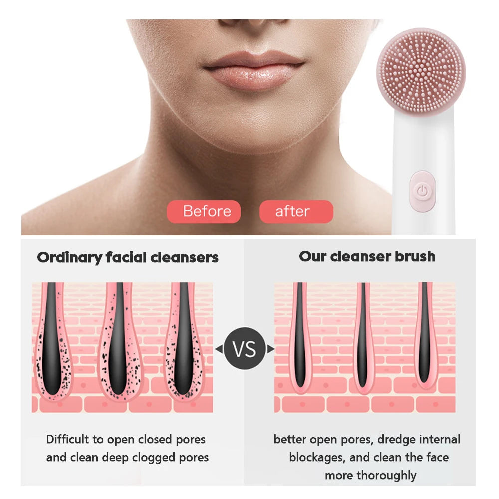 Electric Facial Cleansing Brush Waterproof Electric Face Cleansing Device for Deep Cleaning Blackhead Removal Pore Cleaner