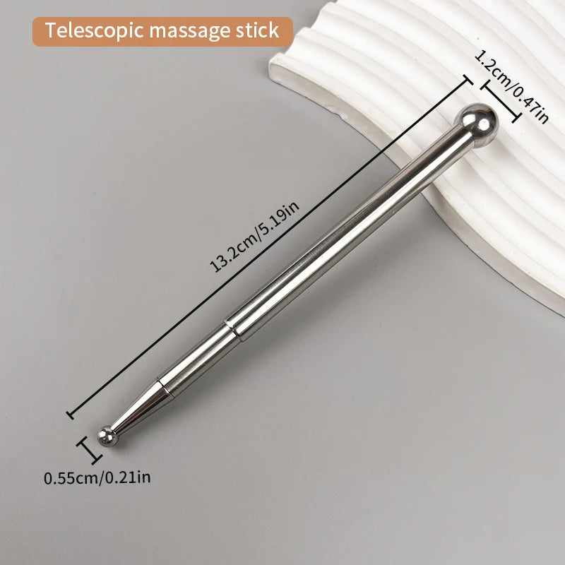 1pc Stainless Steel Acupuncture Stick - Double-Ended, with Large Heads for Acupoint Massage