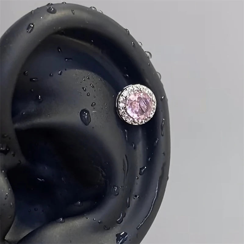 1pcs Quality Shiny Cross Zircon 316L Stainless Steel Ear Bone Nail Y2K Style Silver Color Earring for Women Cochlear Accessories