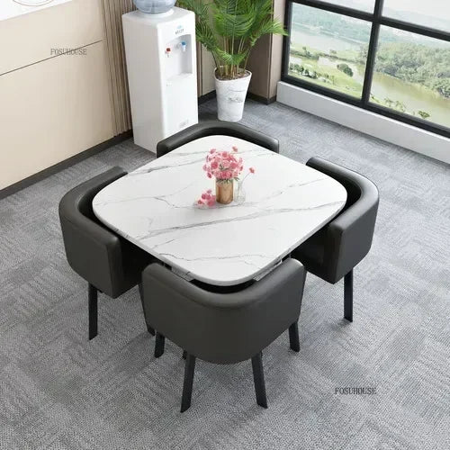 Nordic Round Dining Tables Set for Dining Room Furniture Kitchen Dining Table Set with 4 Chairs Home  Light Luxury Center Tables