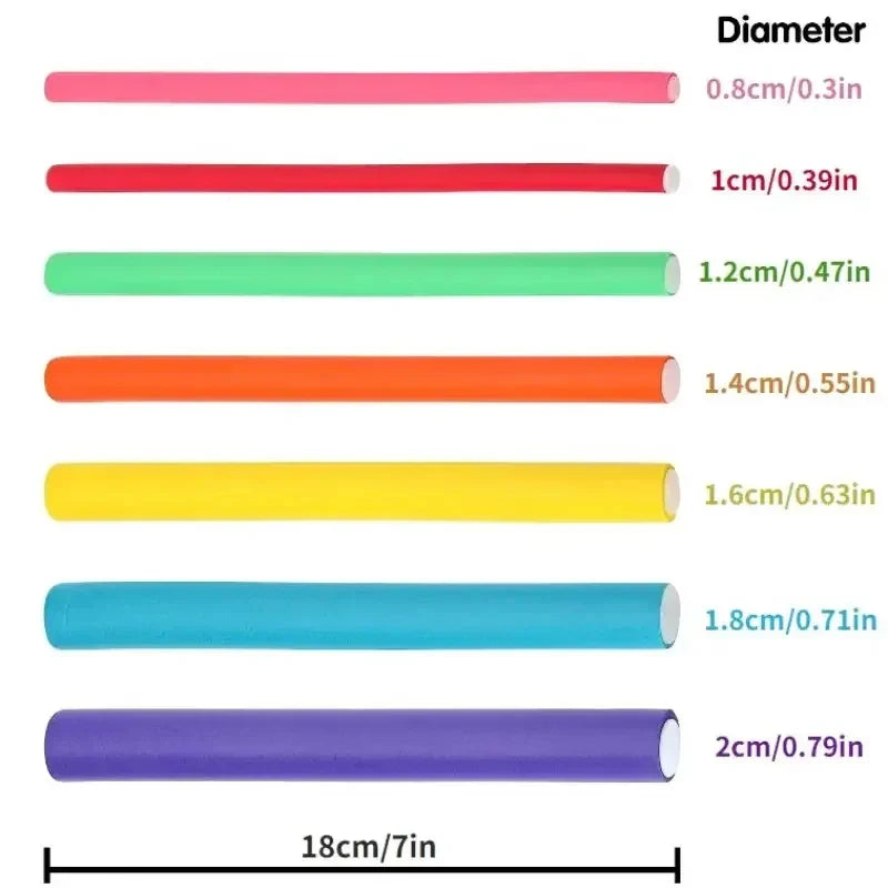 42Pcs Flexible Foam Hair Curling Rods No Heat Flexi Twist Rollers Soft Bendable Hair Curlers DIY Salon Home Hair Styling Tools