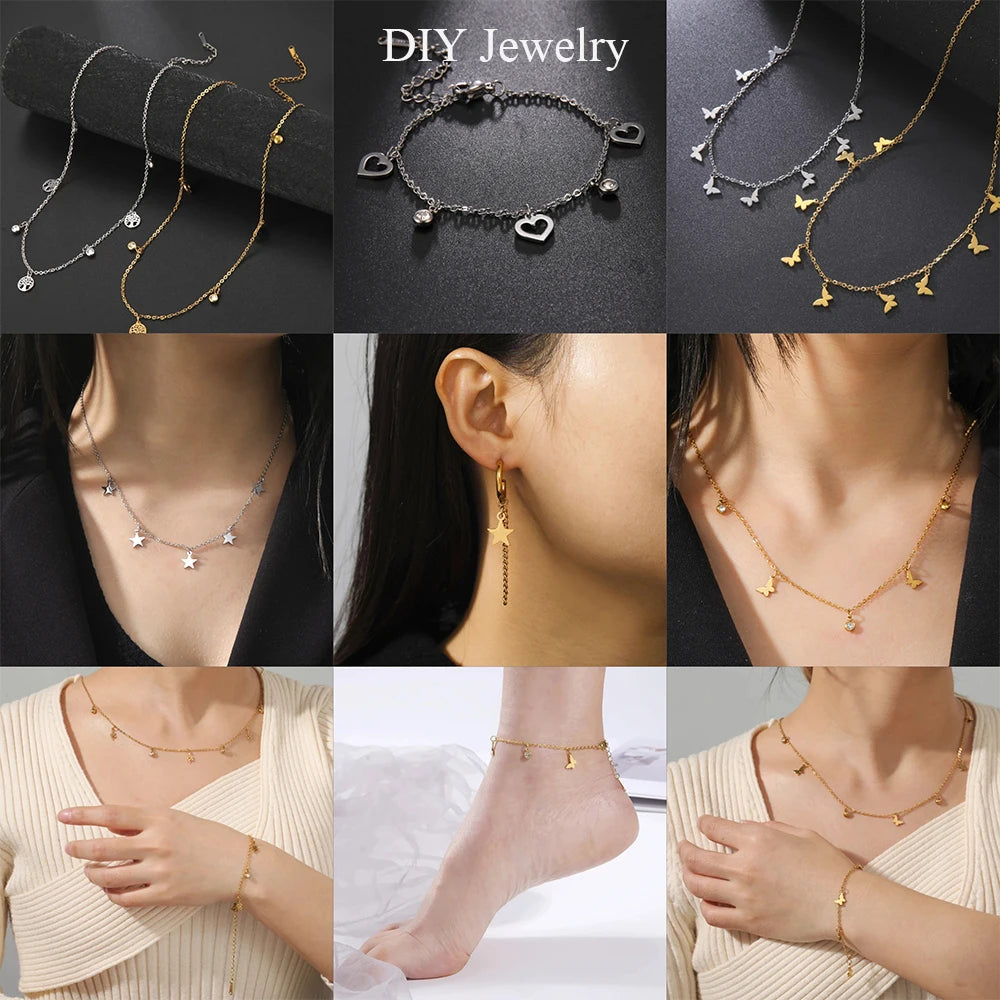 5pcs Stainless Steel Tree of Life Charms for Jewelry Making Moon Cross Butterfly Snake Pendant Tiny Charm Bracelet Earrings DIY