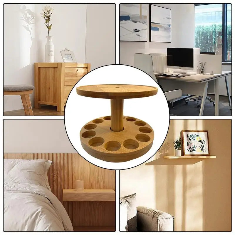 2 Tier Essential Oil Display Stand storage Shelf Wooden Exquisite Rack With 12 Grooves Compartments  2 Tier Fragrance Oil Shelf