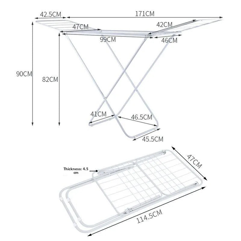 Simple Floor-Mounted Laundry Drying Rack Yangzi Footline Heater Balcony Stacking Easy-To-Use Clothes Drying Rack Home Use
