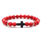 Prayer Men Natural Stone Wood Beads Rosary Hematite Cross Bracelets Onyx Meditation Bracelet Women Yoga Jewelry Homme Pulsera